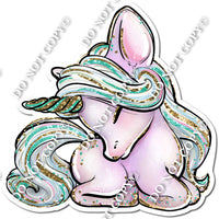 Pink & Teal Unicorn Laying Down w/ Variants