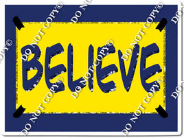 Navy Blue & Yellow Believe Statement