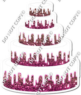 Rose Gold, Hot Pink Ombre Cake