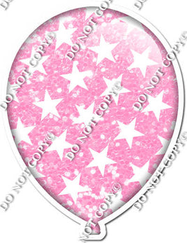 Sparkle Baby Pink with Star Pattern Balloon