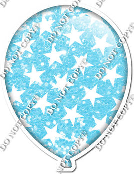 Sparkle Baby Blue with Star Pattern Balloon