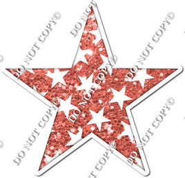 Sparkle Coral with Star Pattern Star