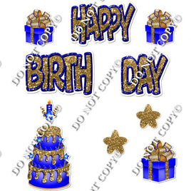 10 pc Happy Birthday - Swift - Blue & Gold Flair-hbd0307