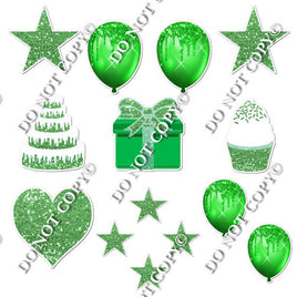 14 pc - Flair Set - Lime Sparkle