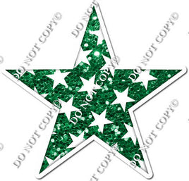 Sparkle Green with Star Pattern Star