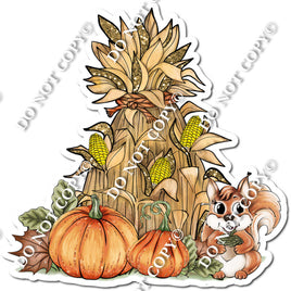 Corn / Hay, Pumpkins, & Squirrel