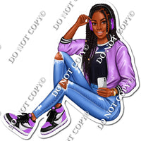 High School Dark Skin Tone Girl - Sitting Down s