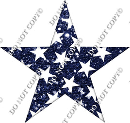 Sparkle Navy Blue with Star Pattern Star