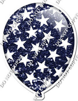 Sparkle Navy Blue with Star Pattern Balloon