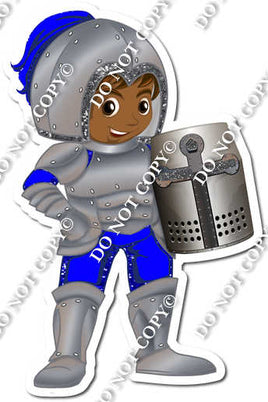 Dark Skin Tone Boy in Blue Armor Suit Holding Shield w/ Variant