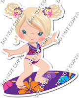 Light Skin Tone Girl Surfing - Blonde w/ Variants