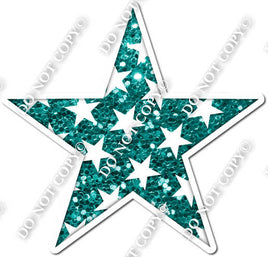 Sparkle Teal with Star Pattern Star