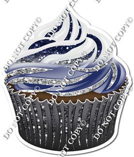 Chocolate Cupcake - Light Silver & Navy Blue Ombre w/ Variants
