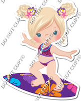 Light Skin Tone Girl Surfing - Blonde w/ Variants