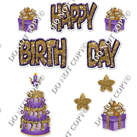 10 pc Happy Birthday - Swift - Purple & Gold Flair-hbd0308