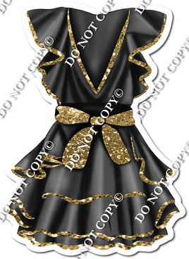 Black Dress with Gold Bow w/ Variant