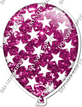 Sparkle Hot Pink with Star Pattern Balloon