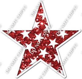 Sparkle Red with Star Pattern Star