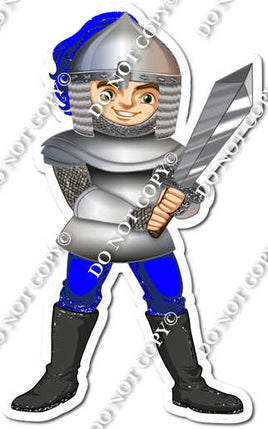 Light Skin Tone Boy in Blue Armor Suit Holding Sword w/ Variant