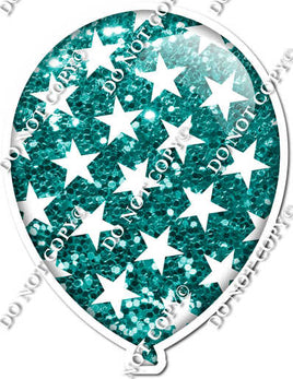 Sparkle Teal with Star Pattern Balloon