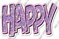 Baby Pink & Lavender HAPPY Statement w/ Variant
