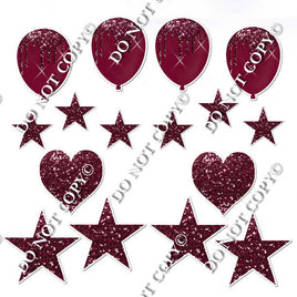 16 pc Burgundy Sparkle Flair Set Flair-hbd0375