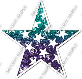 Ombre Teal & Purple with Star Pattern Star