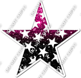 Ombre Hot Pink & Black with Star Pattern Star