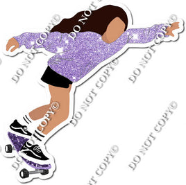 Light Skin Tone Skater Girl Wearing Lavender Sparkle Shirt w/ Variant