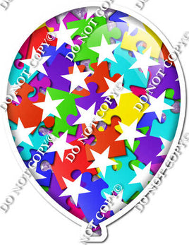 Puzzle Pieces with Star Pattern Balloon