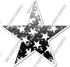 Light Silver & Black Ombre with Star Pattern Star
