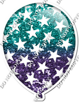 Ombre Teal & Purple with Star Pattern Balloon