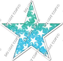 Ombre Mint & Baby Blue with Star Pattern Star
