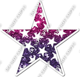 Ombre Hot Pink & Purple with Star Pattern Star
