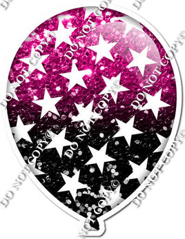 Ombre Hot Pink & Black with Star Pattern Balloon