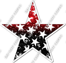 Ombre Red & Black with Star Pattern Star