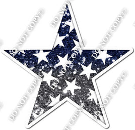 Ombre Navy Blue & Silver with Star Pattern Star