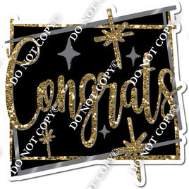 Black & Gold Congrats Grad w/ Variant