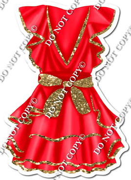 Red Dress with Gold Bow w/ Variant