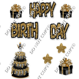 10 pc Happy Birthday - Swift - Black & Gold Flair-hbd0311