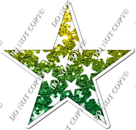 Ombre Yellow & Green with Star Pattern Star