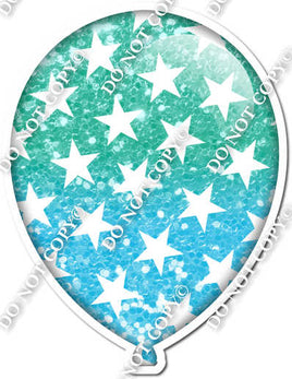 Ombre Mint & Baby Blue with Star Pattern Balloon