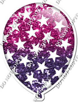 Ombre Hot Pink & Purple with Star Pattern Balloon