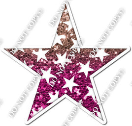 Ombre Rose Gold & Hot Pink with Star Pattern Star