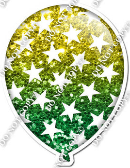 Ombre Yellow & Green with Star Pattern Balloon