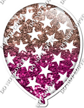 Ombre Rose Gold & Hot Pink with Star Pattern Balloon