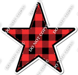Sparkle Red Plaid Star