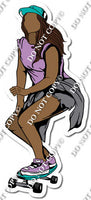 Dark Skin Tone Skater Girl Wearing Flat Lavender Shirt w/ Variants