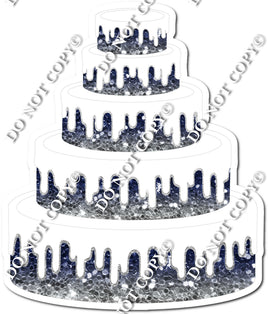 Navy Blue, Light Silver Ombre Cake