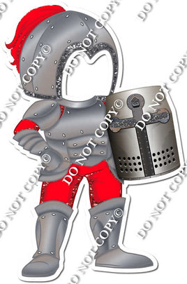 Red Armor Suit Holding Shield Cut Out w/ Variant